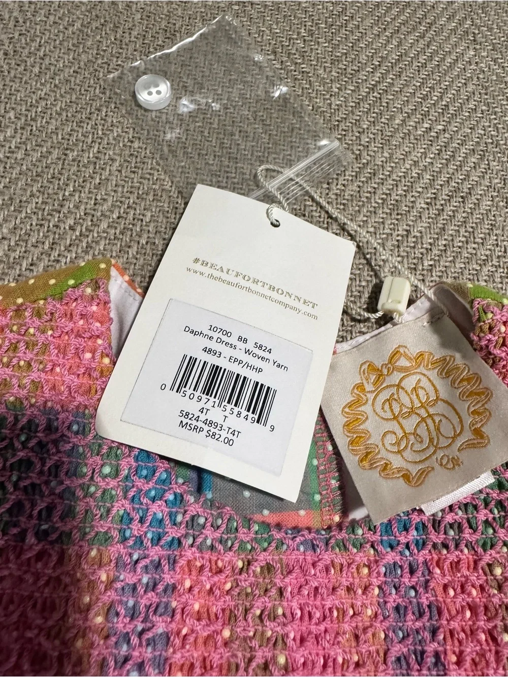TBBC NEW W TAGS 4T Daphne Dress - Ecton Park Plaid with Hamptons Hot Pink